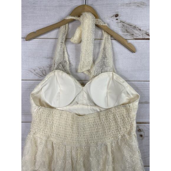 Cupshe Halter Dress Sz M Madison Ivory Lace Lined Open Back Beach Wedding NWT - Picture 13 of 13